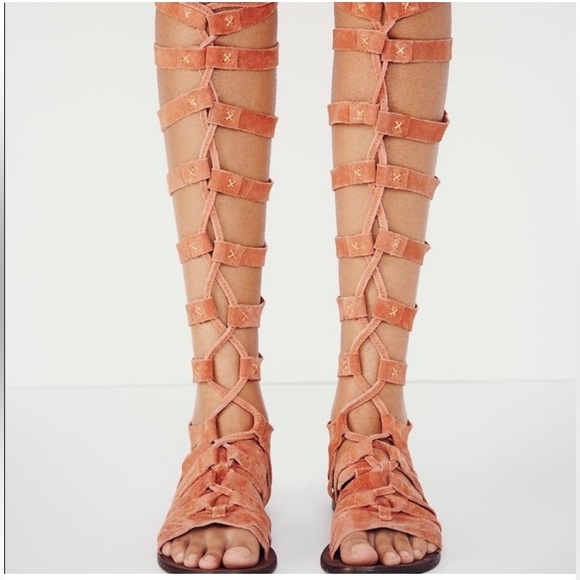 Free People | Cypress Tall Gladiator Suede Sandals in Rust Size 37 - Picture 2 of 10